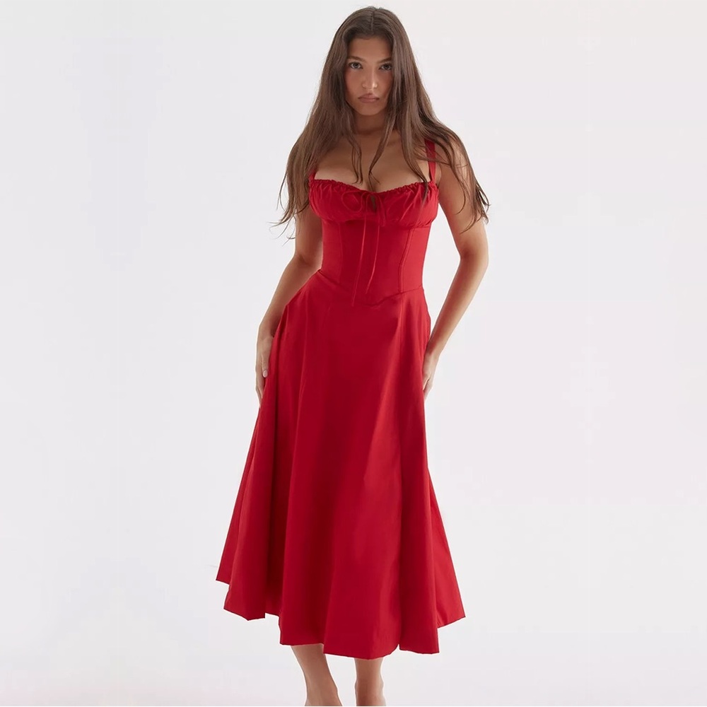 House of CB Carmen Red Rose Bustier Sundress
